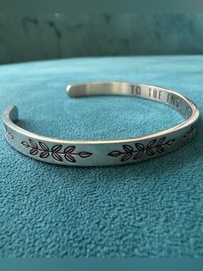 Silver Engraved Secret Message “Friend To the End” Cuff Bracelet